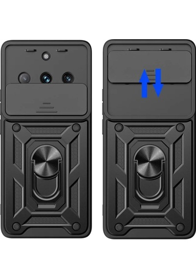 Realme 11 Pro Plus Uyumlu Tank Kılıf Yüzüklü Standlı Zırhlı Outdoor Kapak - Lacivert