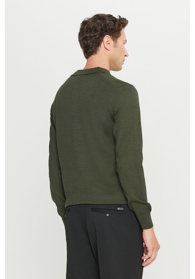 AC&Co / Altınyıldız Classics Erkek Hakı Yünlü Standart Fit Normal Kesim Polo Yaka Basic Triko Kazak Hakı AC&Co / Altınyıldız Classics Erkek Hakı Yünlü Standart Fit Normal Kesim Polo Yaka Basic Triko Kazak Hakı