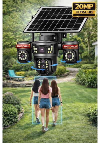 Onqam 20mp On-sg4346m 4lens 3 Ptz Kameralı 4g V380 Pro Soalr Akıllı Güvenlik Kamerası