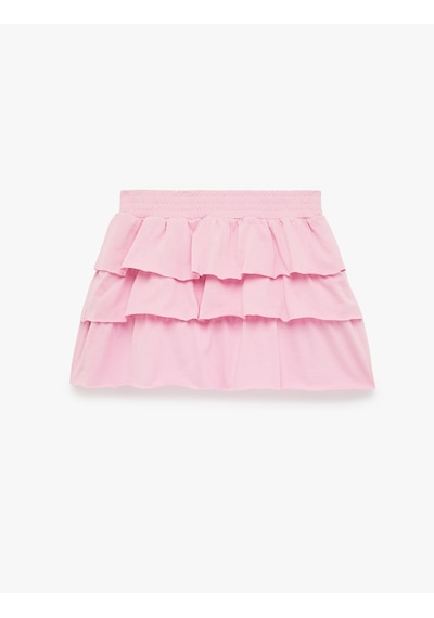Koton Katlı Volanlı Rahat Kalıp Pamuklu Mini Spor Şort Etek Pembe 6sak40457nk Gül