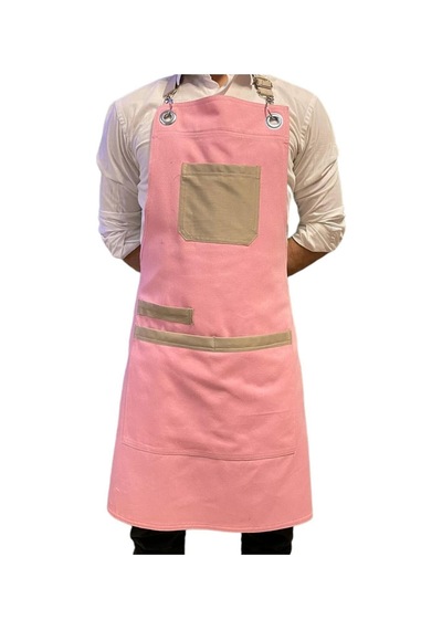 Pembe Trend Önlük Cafe Restoran Ayarlanabilir Askılı Önlük Model Pembe