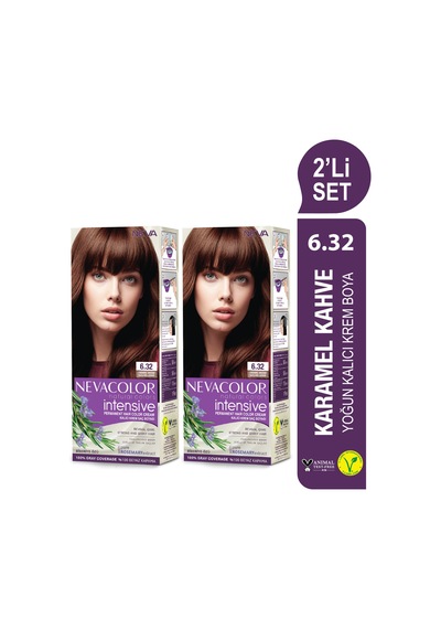 Intensıve 2'li Set 6.32 Karamel Kahve Kalıcı Krem Saç Boyası Seti