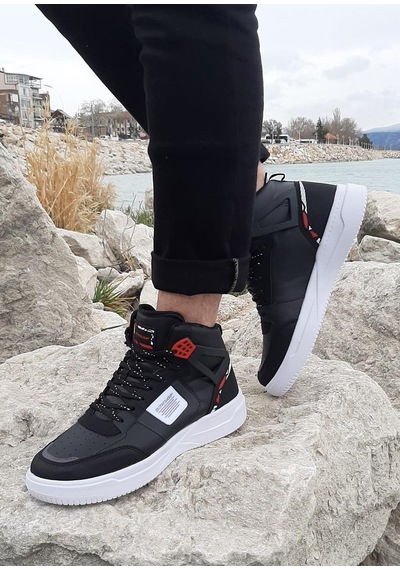 Dunlop 2238 Siyah-Kırmızı, Fuspetli Ortapedik Boğazlı Basket Spor Ayakkabı AYKSAYAK-000492