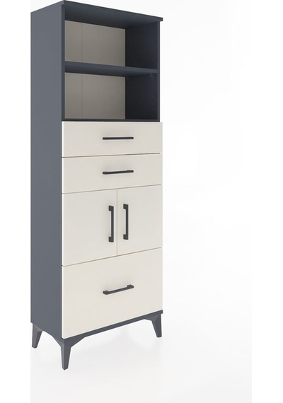 Arges Dolap 3 Raflı 3 Çekmeceli 2 Kapaklı 60x30x163 Antrasit-... Antrasit