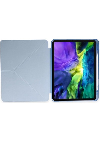 Apple, Uyumlu iPad Pro 12.9 2021 Kılıf Kalemlikli Mars Tablet Kılıfı - Mavi Arka Kapak