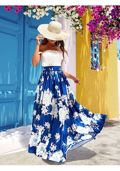 Defymoda Kadın Süprem Etek Mavi