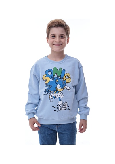 Sonic Baskılı Erkek Çocuk Sweatshirt Gamer Oyun Temalı Rahat Ve Konforlu Mavi