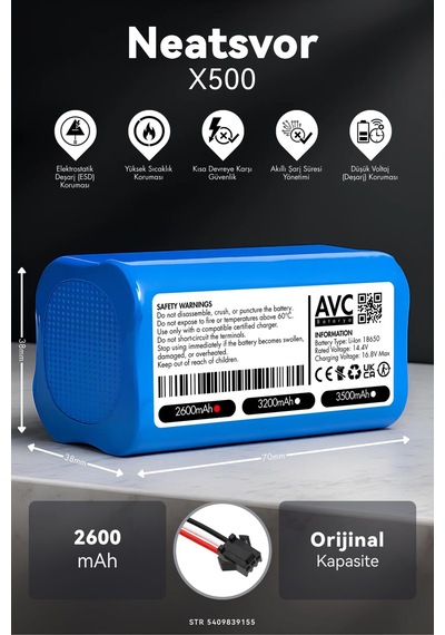 Neatsvor X500 2600mah Robot Süpürge Bataryası D.k