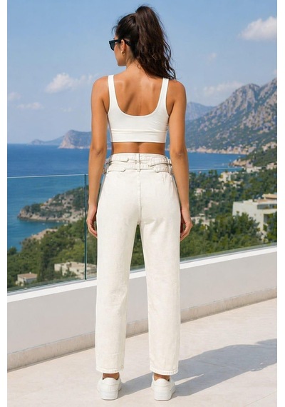 Alexander Gardi Özel Koleksiyon Beli Ayarlanabilir Denim Pantolon Ag-1046-2 Ekru