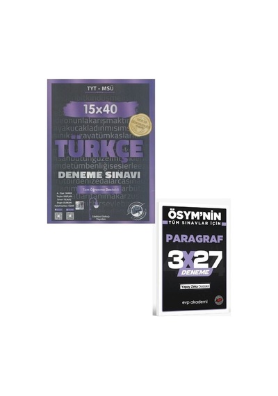 2027 Edebiyat Sokağı 2027 Tyt Türkçe 15 X 40 Deneme Sınavı+ Evp Akademi Paragraf