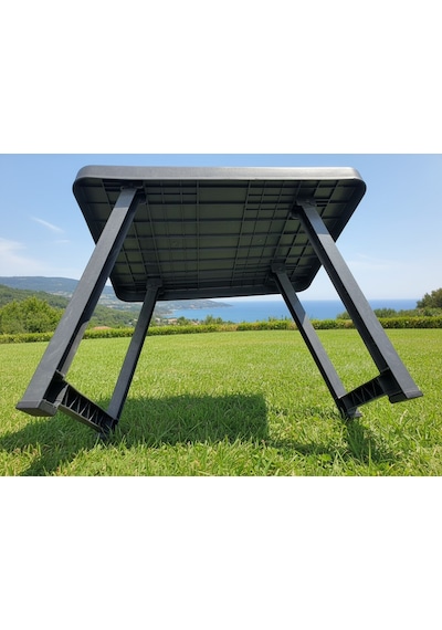 Ekstra Dayanıklı Katlanır Piknik Masası - 44x58 Cm Kaliteli Plastik Balkon Ve Bahçe Sehpası Siyah