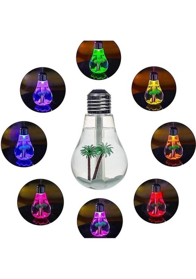 Ampul Şekilli Oda/hava Nemlendirici Buharlı 7 Led Işıklı Gece Lam Renkli