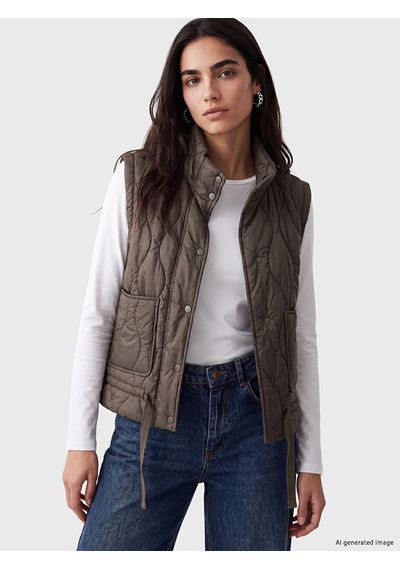 Lcw Vision Kahverengi Kapitone Oversize Kadın Şişme Yelek