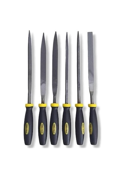 Mini Eğe Seti, 6 Parça, 5x180 Mm, Çelik, Kaymaz Saplı, Metal Ve Ahşap İşleme İçin