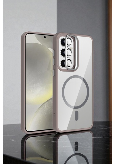 Galaxy S25 Kılıf Standlı Ve Kamera Lens li M-safe Şarj Özellikli Sararmaz Kılıf