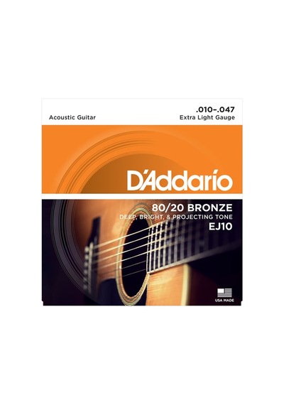 Daddario Ej10 80/20 Bronze Extra Light Takım Tel Akustik Gitar Teli