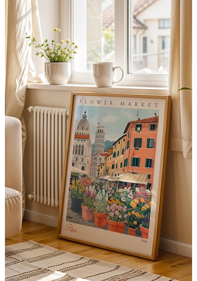 Pisa İtalya Çerçeveli Tablo Seyahat Severlere Salon Ve Ofis İçin Estetik Duvar Dekoru Travel Flower Market