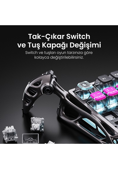 Gravastar V75 Pro Manyetik Kablolu Gaming Klavye, Xpro Kablosuz Optik Mouse Ve Mousepad Oyuncu Seti, Optik