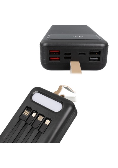 Powermaster 20000mah Powerbank Dijital Ekranlı 4 Usb 3 Kablo Type-c Lightning Micro Usb Led Fener