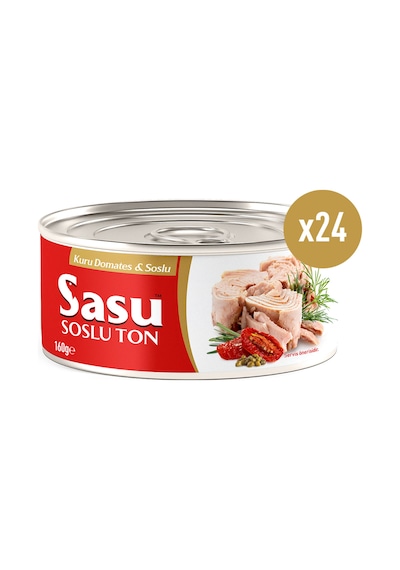 Sasu Kuru Domates Soslu Ton Balığı Bütün Dilim 24 x 160 G