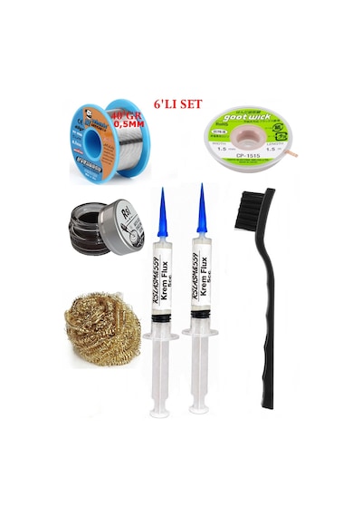 Lehimleme Seti 40 G 0,5 Mm Lehim Teli Cp-1515 Lehim Fitili Flux Lehim Toplama Tek Fırça Seti Tk201