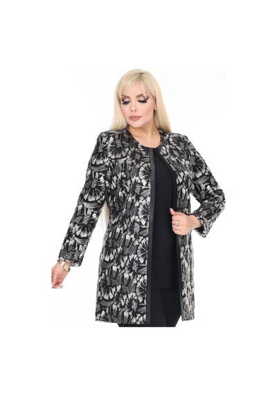 Ladies First Büyük Beden 3925 Siyah Ceket+bluz Takım 001