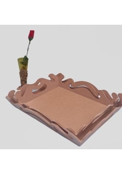 Hobi Dekoratif Model Öymalı Dalga Tepsi Takımı Ahşap HAM MDF El Yapımı