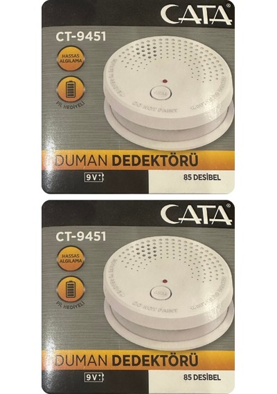 2 Adet Cata Pilli Duman Dedektörü Hassas Algılamalı