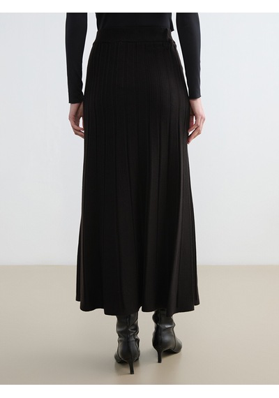 Lcw Modest Siyah Beli Lastikli Triko Kloş Etek