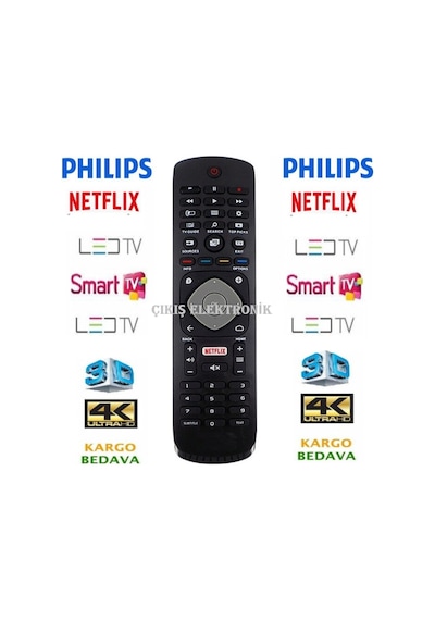 Philips Uyumlu 3D Smart Led Tv Kumanda Netflix Tuşlu