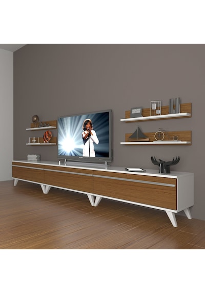 Decoraktiv Eko 270r Mdf Retro Tv Ünitesi Tv Sehpası Beyaz - Ceviz