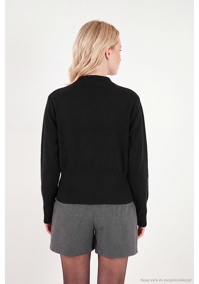 Lela Yumuşak Dokulu Regular Fit Polo Yaka Kazak Kadın Kazak 680kz00163 Siyah