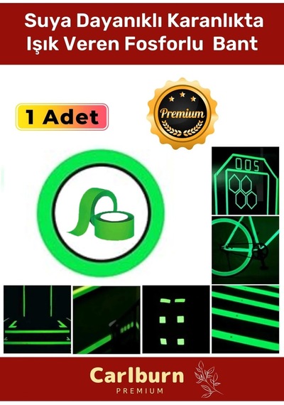 Karanlıkta Işık Veren Yansıyan 4 Metre Fosforlu Yeşil Şerit Bant Kendinden Yapışkanlı Reflektör Bant