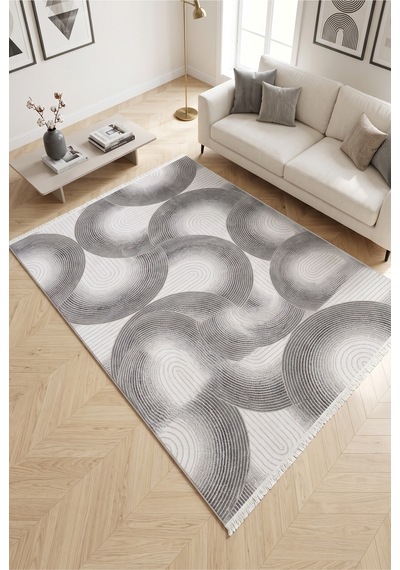 Still Yumuşak Dokulu Modern Salon Oturma Odası Halısı 77411-095 Gri