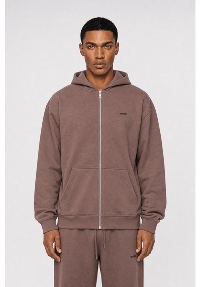 Erkek Respire Basic Oversize Zip Kakao Kahverengi