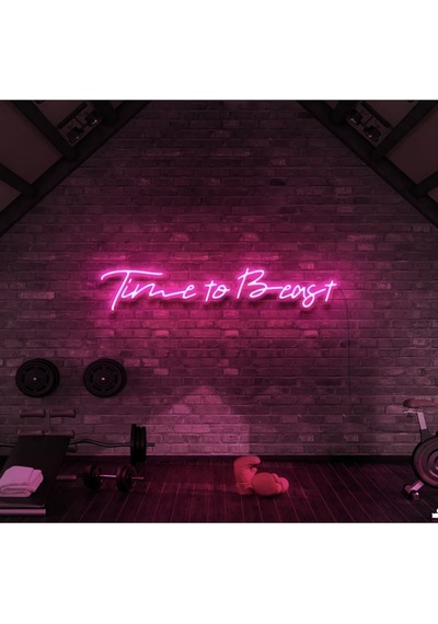 Time To Beast Yazılı Neon Tabela Pembe