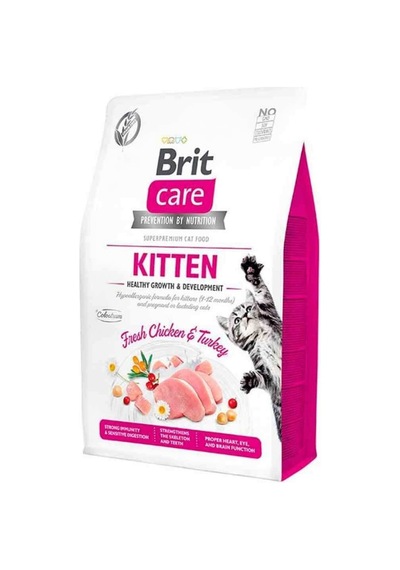 Brit Care Hipoalerjenik Sağlıklı Büyüme İçin Tavuklu Ve Hindili Tahılsız Yavru Kedi Maması 2 Kg
