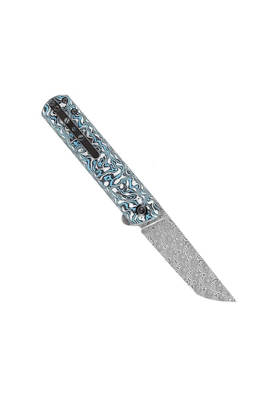 Kansept Foosa Kayma Eklemi/flipper Kamp Bıçak Mavi Beyaz Karbon Fiber Sap Damascus Çelik Kamp Çakı K2020t2 Kum