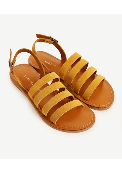 Yargıcı Çok Bantlı Deri Sandalet 25ykay4089x 042 Sari