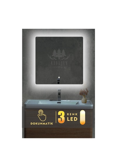 Led Işıklı Kare Ayna Beyaz