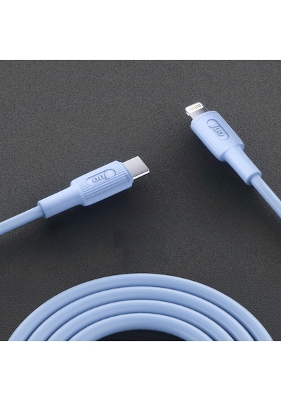 Juo JCBS271 27w Usb Type-c To Lightning Apple Uyumlu iPhone iPad Silikon Hızlı Şarj Ve Data Kablosu Mavi 1 Metre