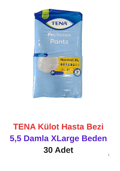 Tena Külot Hasta Bezi Normal 5,5 Damla Xlarge Beden - 30 Adet XL
