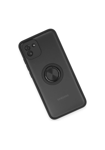 Samsung Uyumlu Galaxy A03 Uyumlu Kılıf Montreal Yüzüklü Silikon Kapak - Siyah