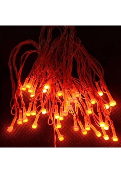 Gaman Yılbaşı Aydınlatması 10 Metre 220 Vold Sabit Aydınlatma 38 Led Işık- Fişli Turuncu