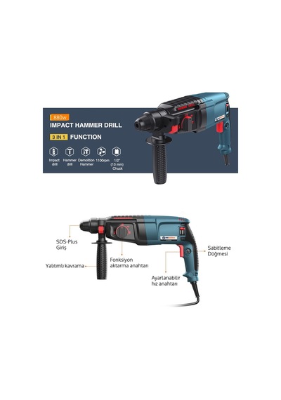 Prohummer Ph235 Elektrikli 3 Lü Set Vidalama Kırıcı Delici Taşlama