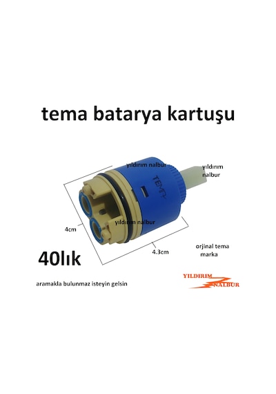 Siamp Tema Batarya Musluk Kartuşu 40lık 4cm Tema Marka Büyük Boy