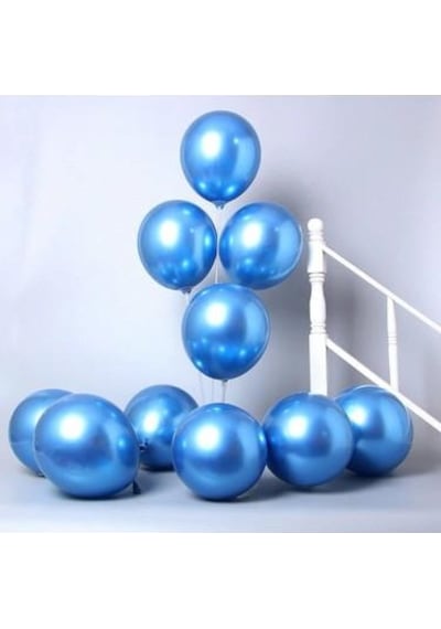 Balonevi 12 Inç Krom Balon Mavi Parti Süsleme Balonu 10 Adet