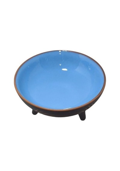 Dekoratif Sunum Kasesi, Seramik Ayaklı Sunum Kasesi, Servis Kasesi, Servis Tabağı, Kase, Tabak Boncuk Mavi, 20 Cm Sku: Smg8690010549945