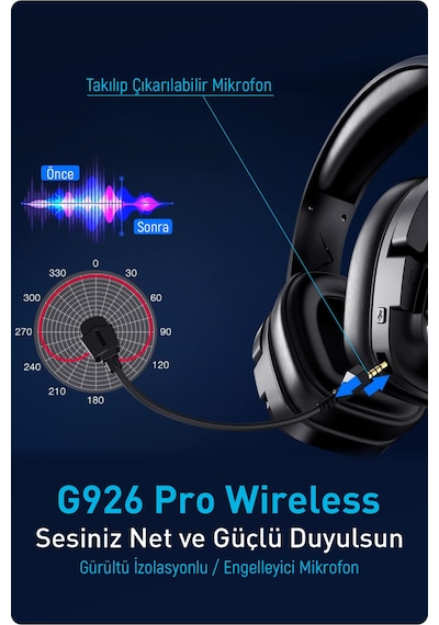 Fashcolle G926 Pro Wireless Oyuncu Kulak Üstü Kulaklık