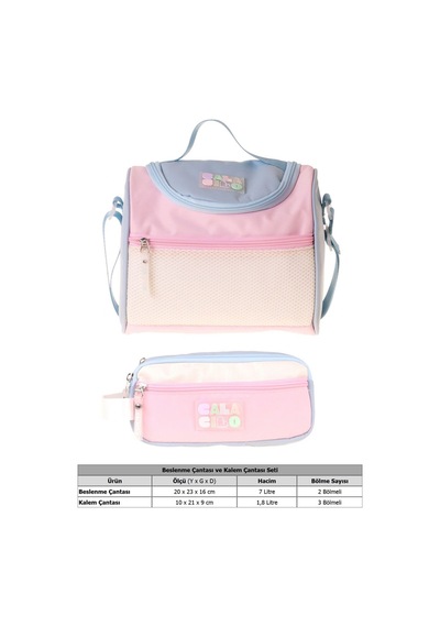 Calacilo Cloudy Pembe Mavi Renkli Kız Çocuk Pembe - Mavi Renk Beslenme Çantası Ve Kalemlik Seti - Setcc-c4087